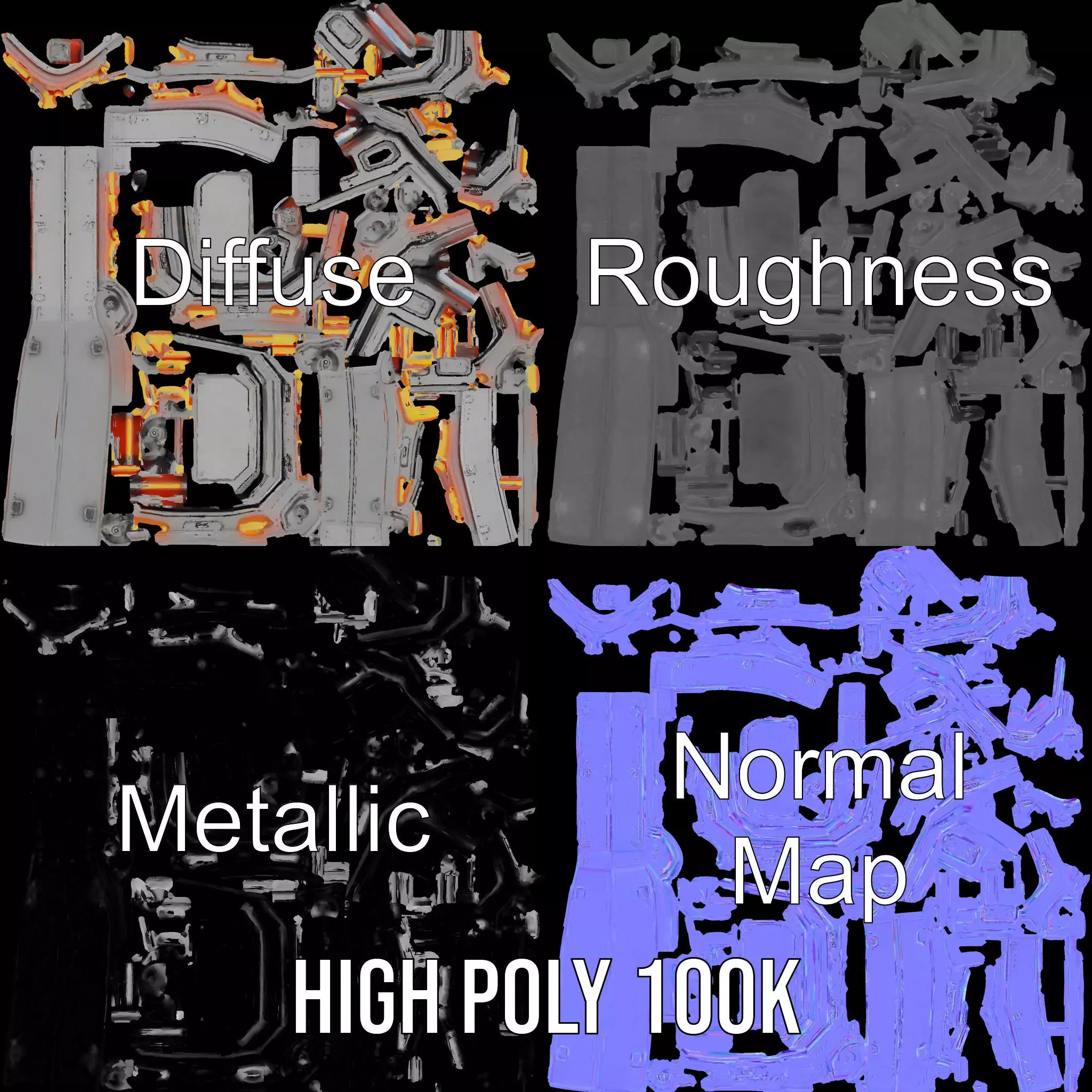 Futuristic SciFi Door model pack with LED strips Low-poly 3D model_4