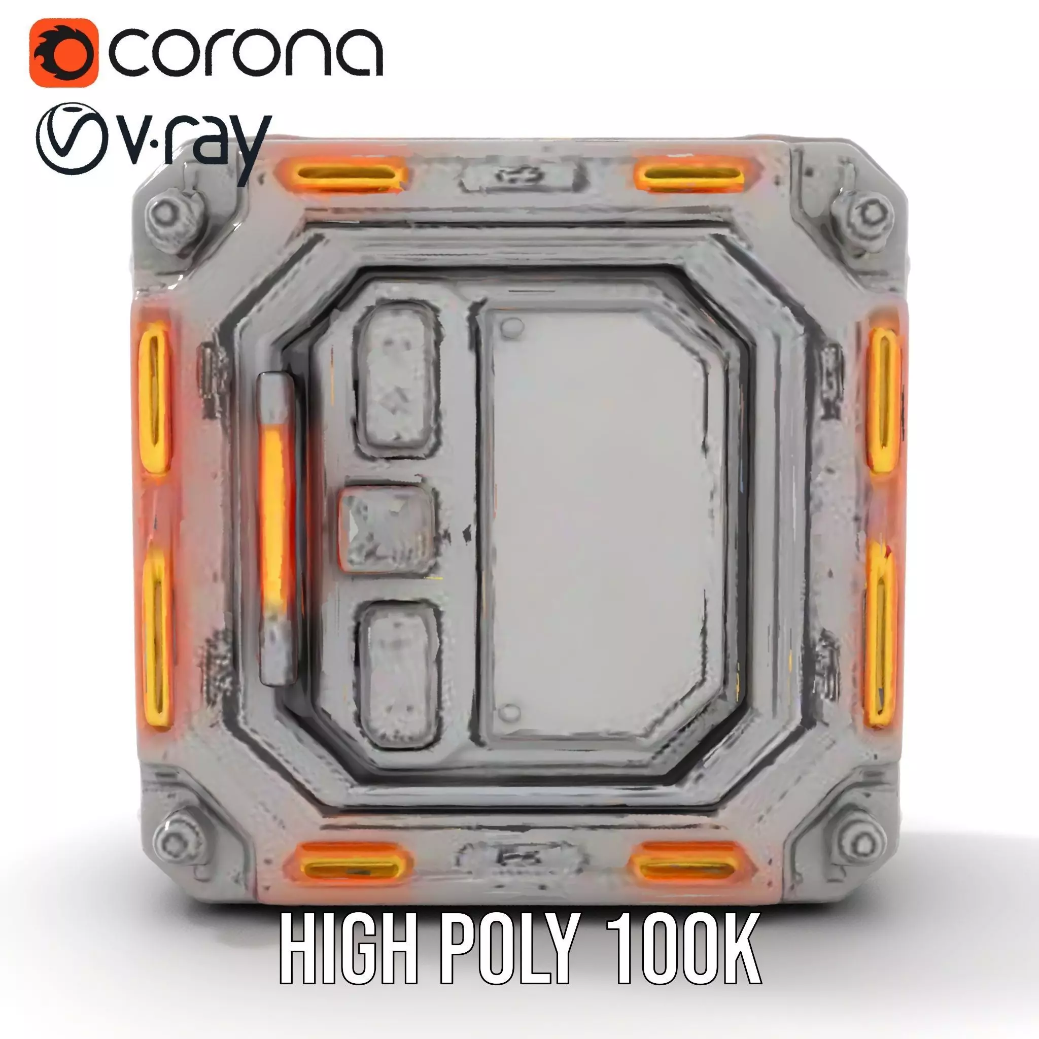 Futuristic SciFi Door model pack with LED strips Low-poly 3D model_18