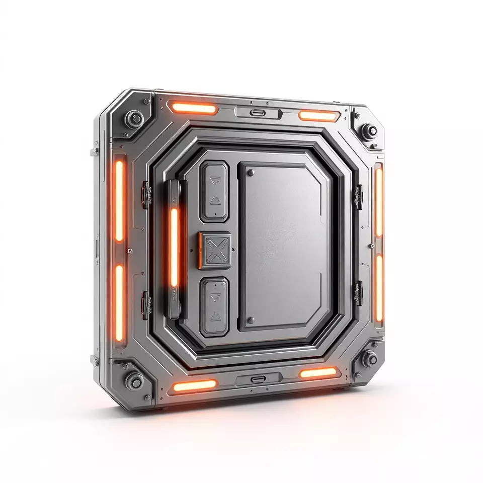 Futuristic SciFi Door model pack with LED strips Low-poly 3D model_3