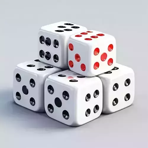 Realistic Dice Set 3D Model Low-poly 3D model
