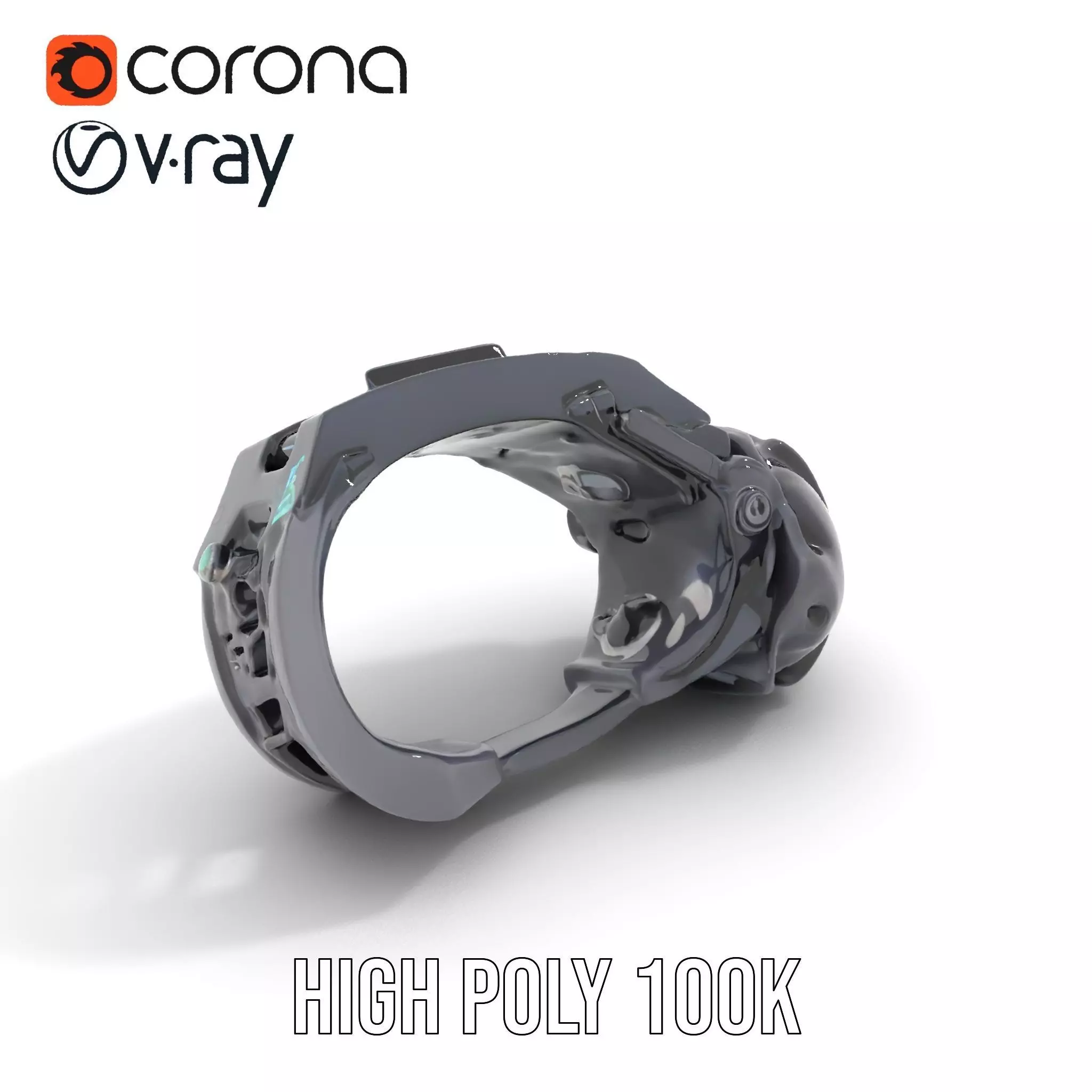 Futuristic Electronic Wristband Model Pack Low-poly 3D model_21