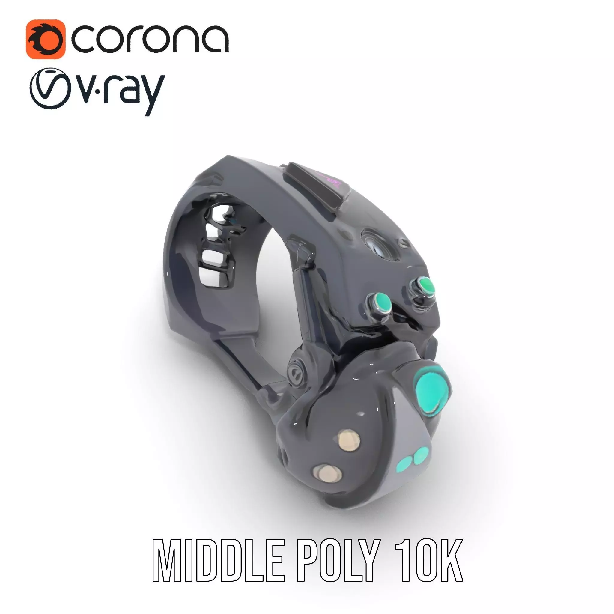 Futuristic Electronic Wristband Model Pack Low-poly 3D model_12