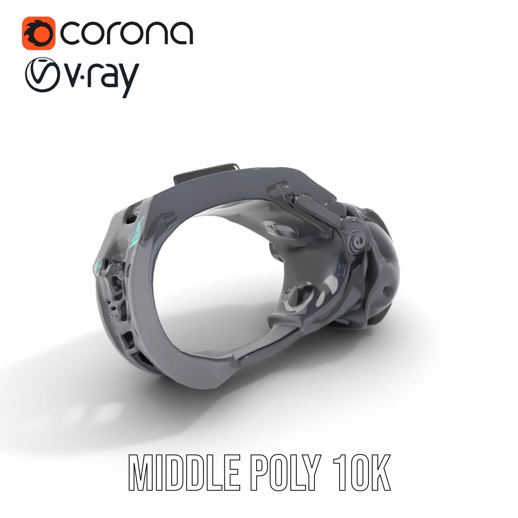 Futuristic Electronic Wristband Model Pack Low-poly 3D model_7
