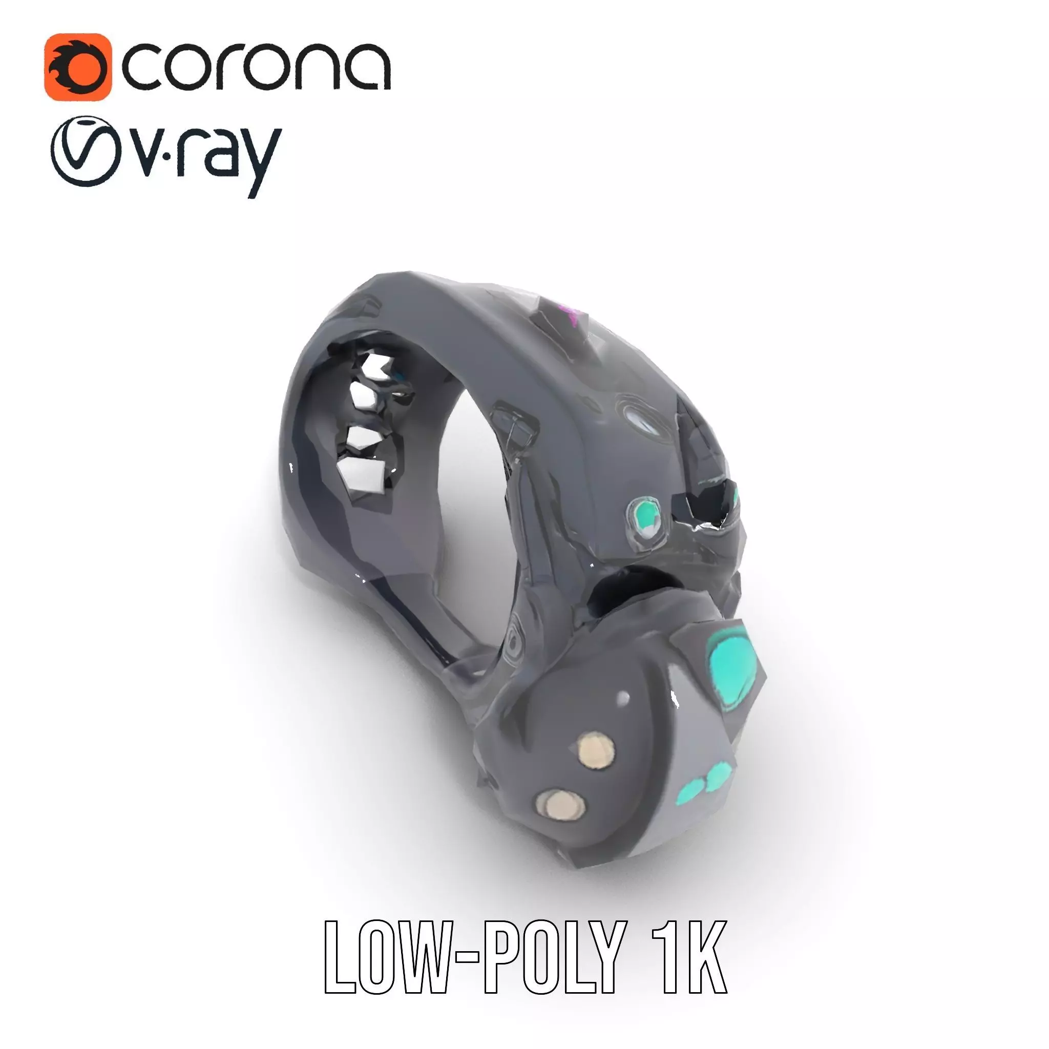 Futuristic Electronic Wristband Model Pack Low-poly 3D model_13