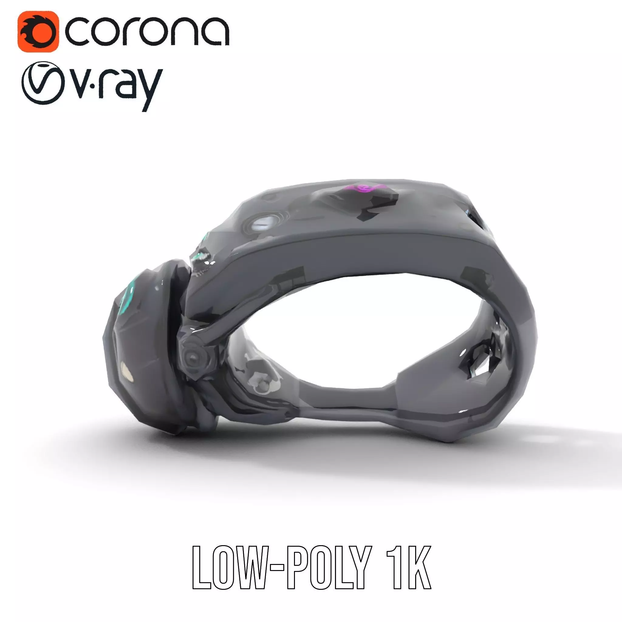 Futuristic Electronic Wristband Model Pack Low-poly 3D model_32