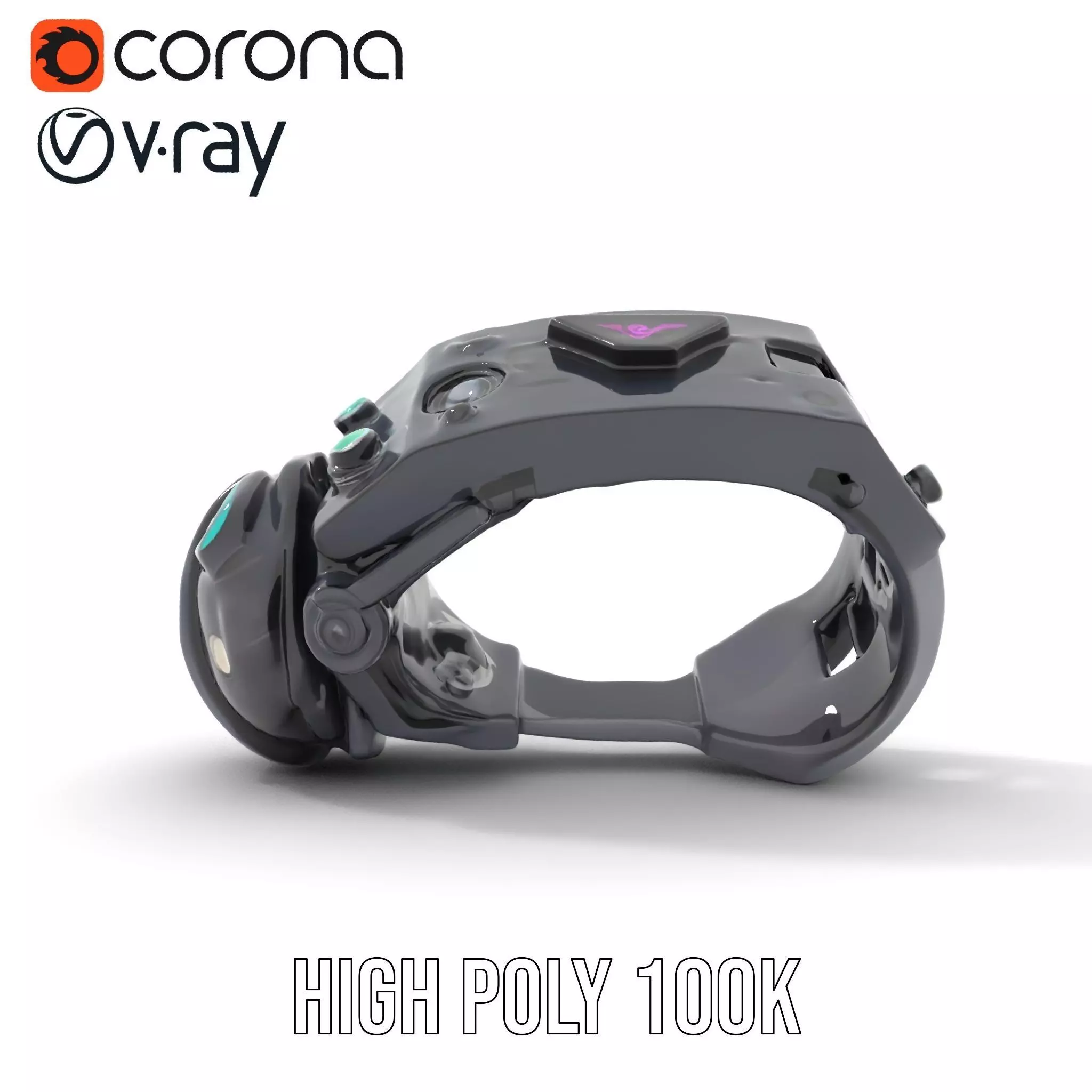 Futuristic Electronic Wristband Model Pack Low-poly 3D model_24