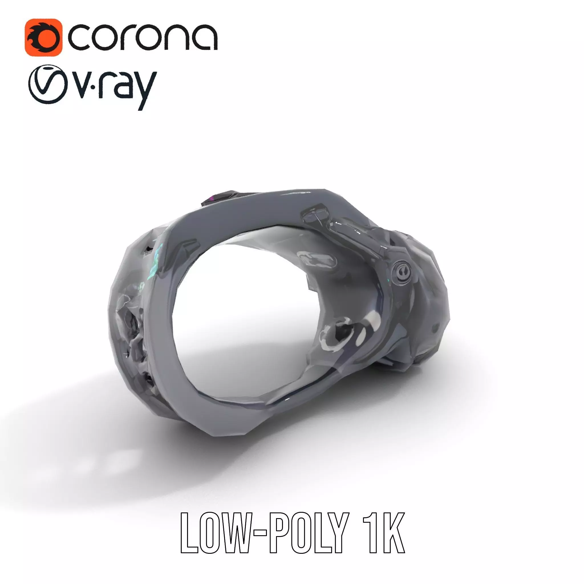 Futuristic Electronic Wristband Model Pack Low-poly 3D model_8
