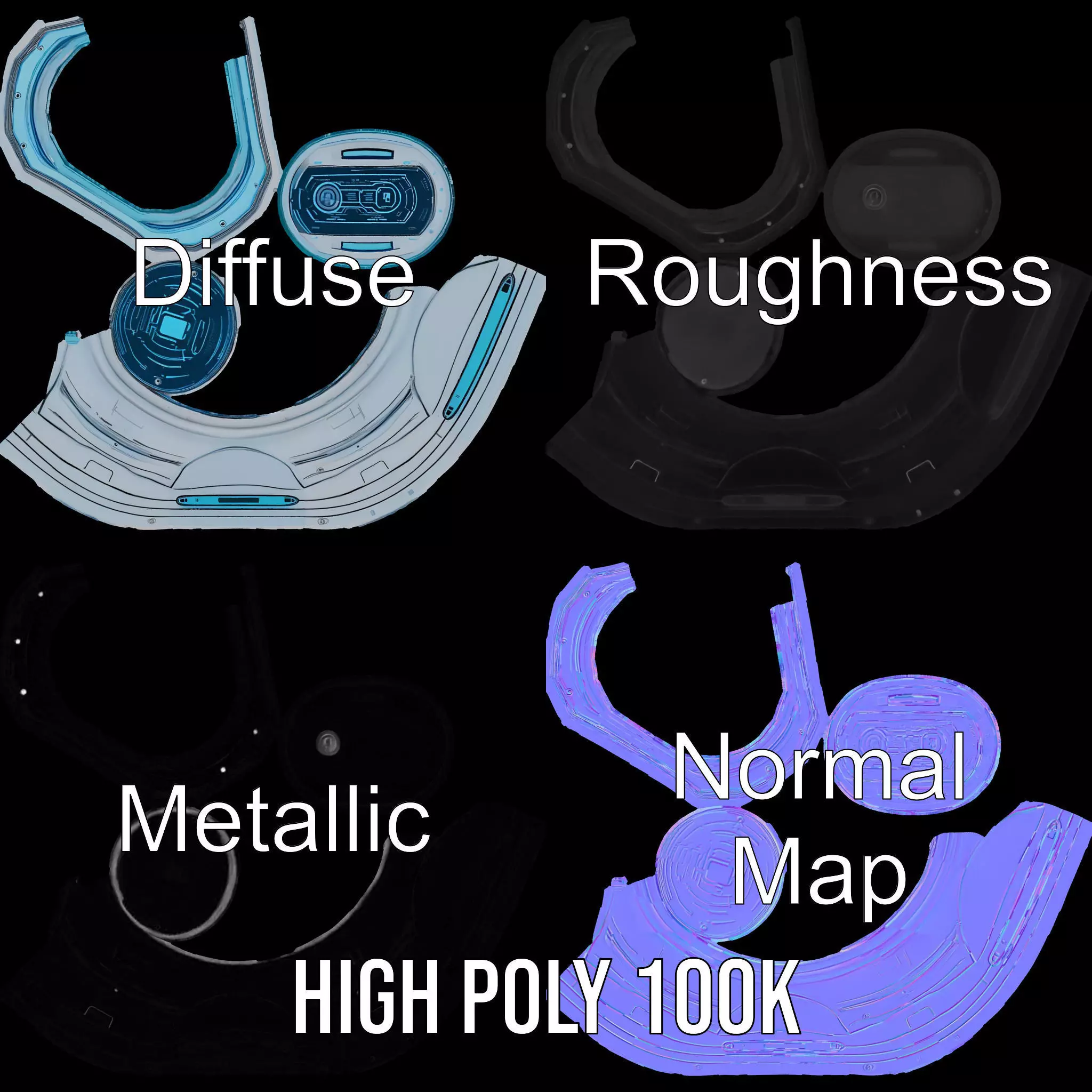 Futuristic WallMounted Control Panel Model Pack Low-poly 3D model_4