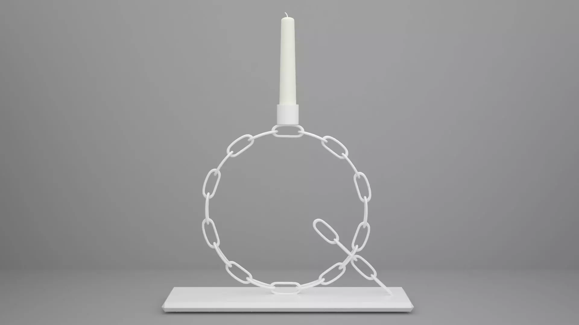 Alphabet Chain Q Candleholder White Color 3D model_0