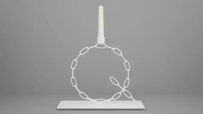 Alphabet Chain Q Candleholder White Color