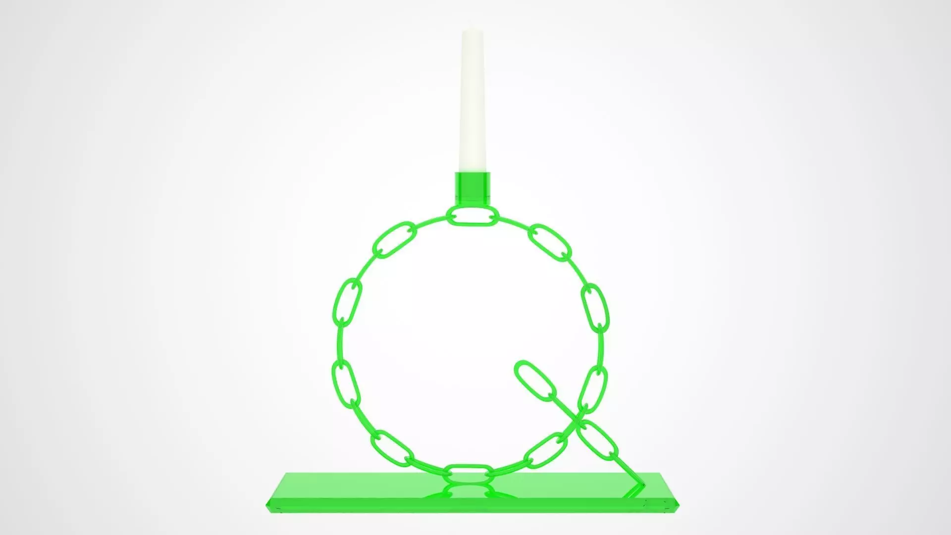 Alphabet Chain Q Candleholder Green Glass Color 3D model_0