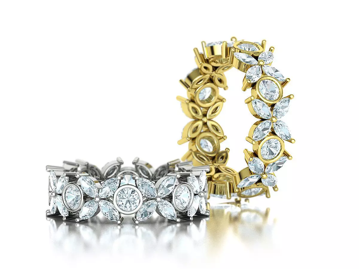 Eternity Diamond Ring Bridal Ring 049 3D print model