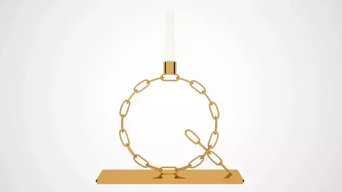 Alphabet Chain Q Candleholder Gold Color