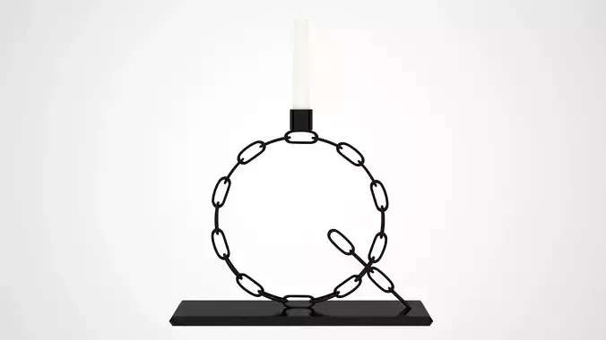 Alphabet Chain Q Candleholder Black Iron