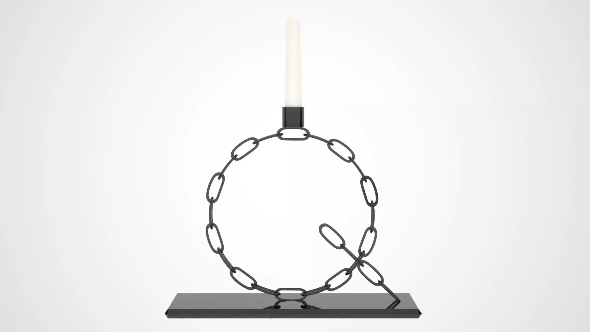 Alphabet Chain Q Candleholder Black Glass Color 3D model_0