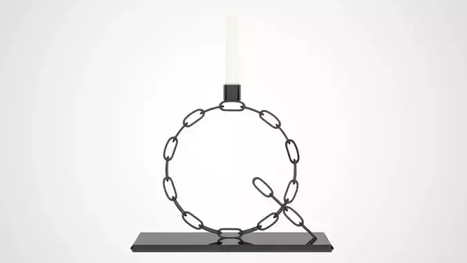 Alphabet Chain Q Candleholder Black Glass Color
