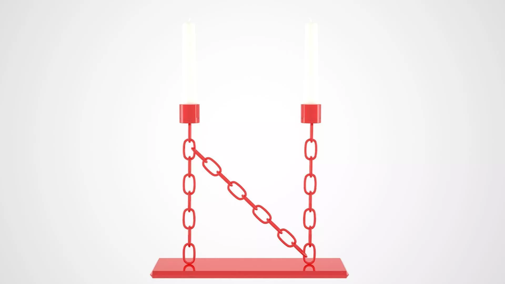 Chain N Candleholder Red Glass Color 3D model_0
