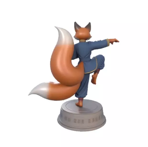 1647Color 3D Model of a Fox-Woman Practicing Kung Fu 3D print model_3