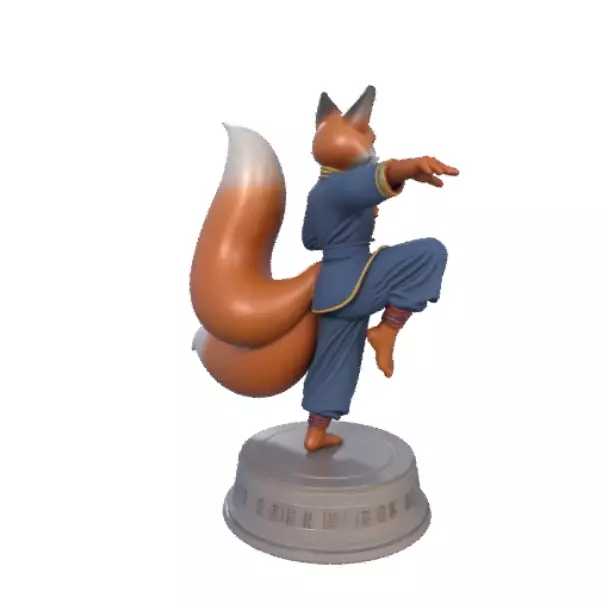 1647Color 3D Model of a Fox-Woman Practicing Kung Fu 3D print model_1