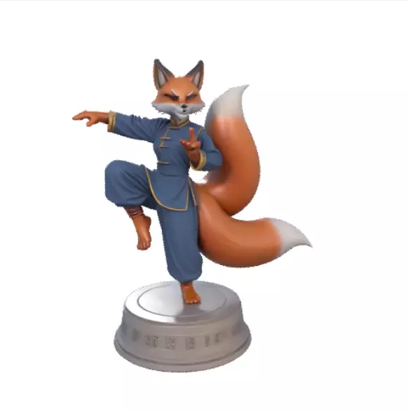 1647Color 3D Model of a Fox-Woman Practicing Kung Fu 3D print model_2