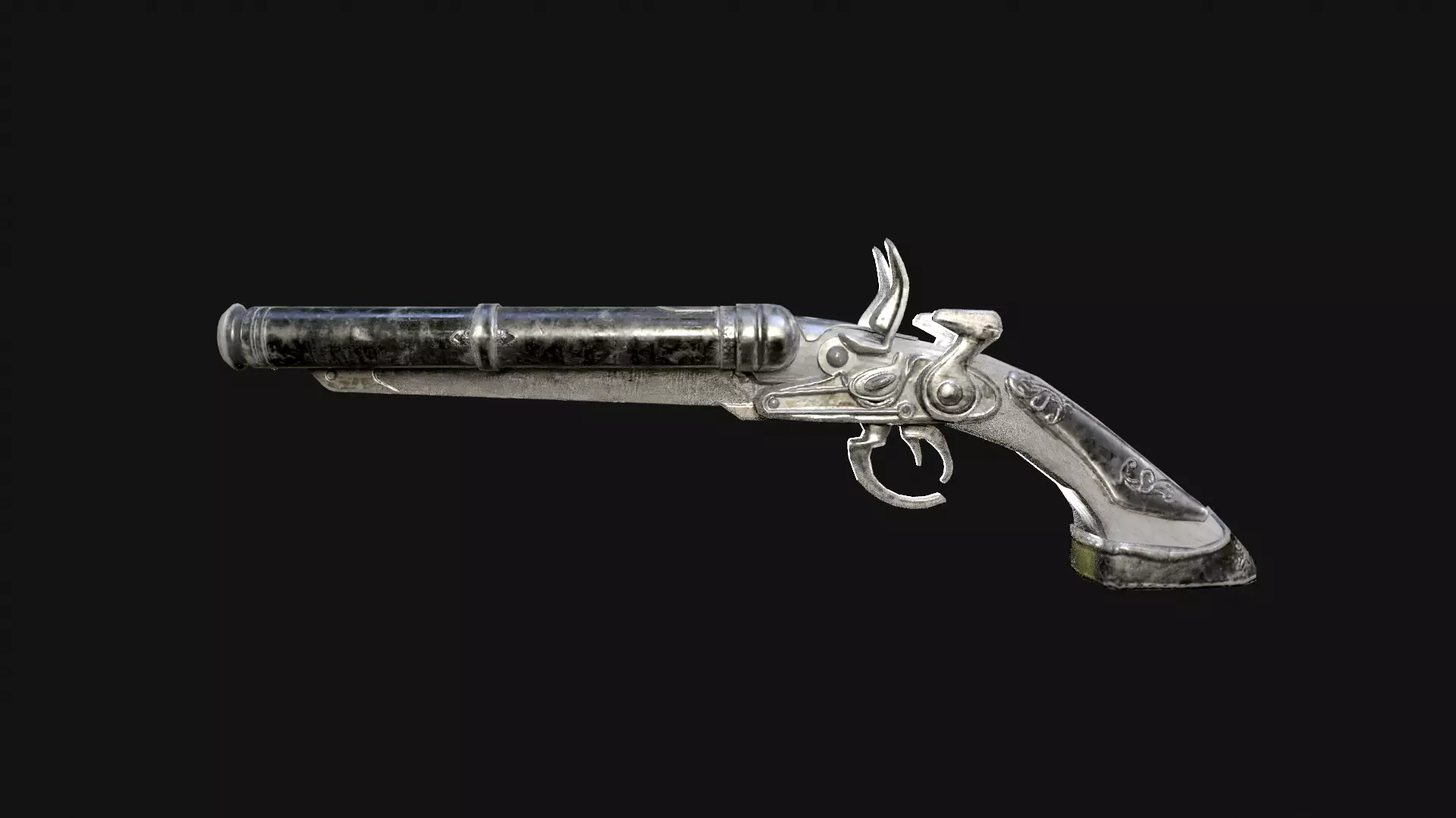Flintlock Pistol-Shotgun Hybrid Game Ready 3D Weapon Low-poly 3D model