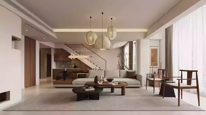 japanese living room dining room interior scenes 01