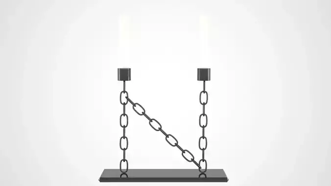 Chain N Candleholder Black Glass Color