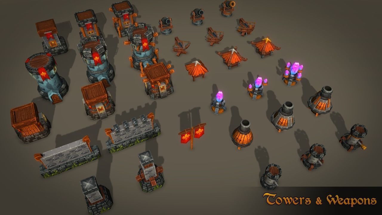 Fantasy Village and Tower Defense Low-poly 3D model_6