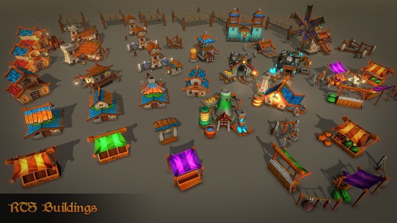 Fantasy Village and Tower Defense Low-poly 3D model_5