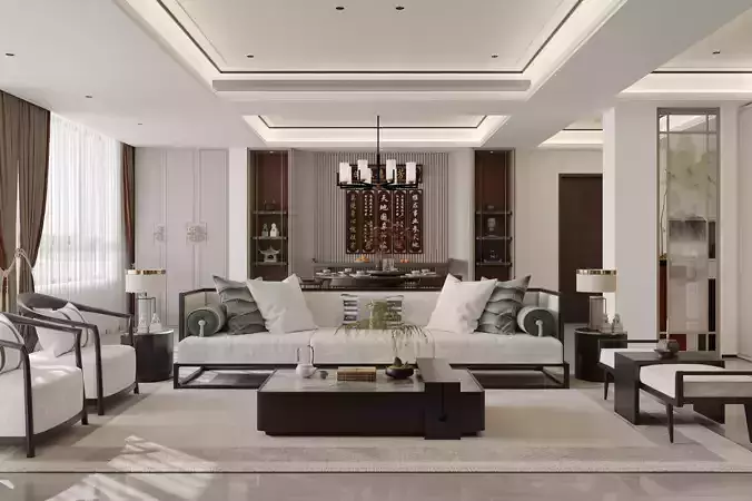 chinese living room dining room interior scenes 06