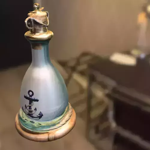 Vintage Marine Bottle with Anchor Emblem Low-poly 3D model