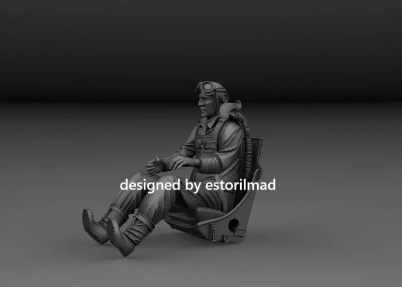 WW2 BRITISH RAF PILOT SITTING v1 3D print model_1