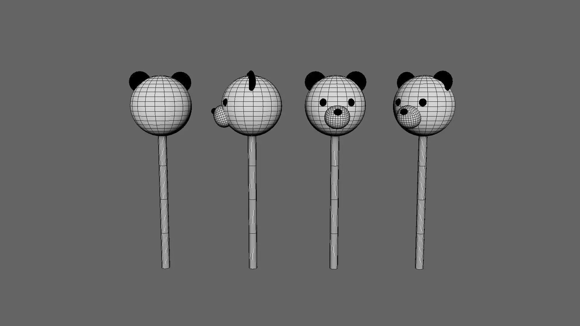 Panda Sweet Lollipops Low-poly 3D model_5