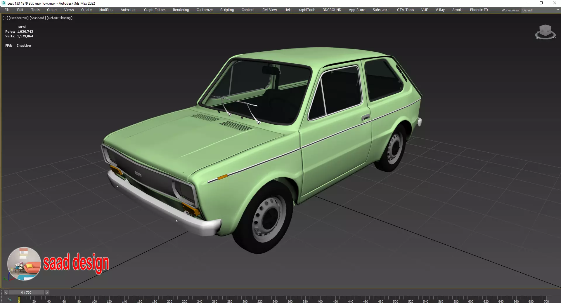 seat 133 1979 3ds max low 3D model