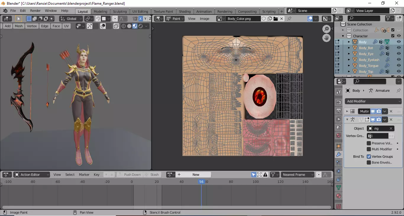 Flame Ranger Rigged Stylized Character Game Ready for Unity Low-poly 3D model_12