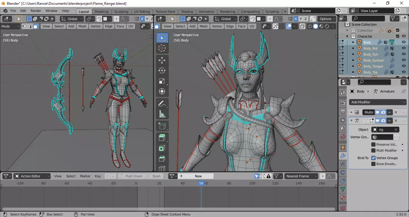 Flame Ranger Rigged Stylized Character Game Ready for Unity Low-poly 3D model_9