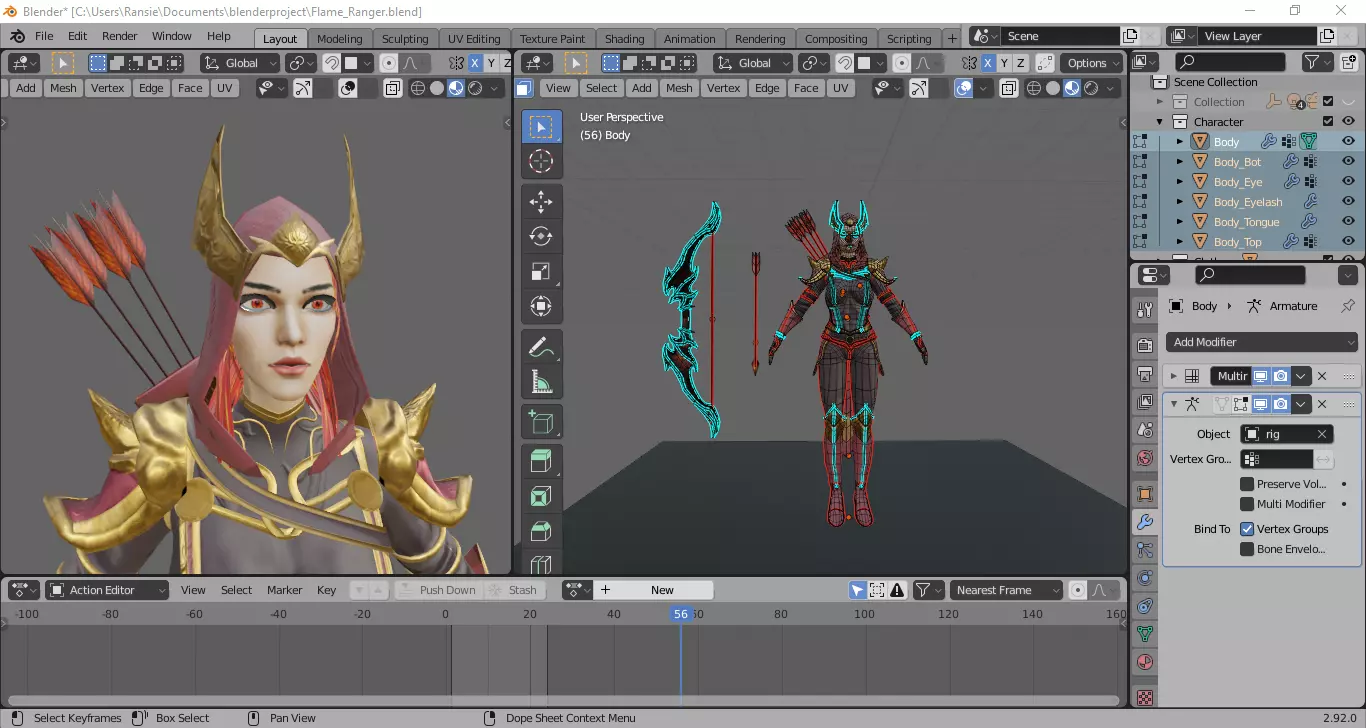 Flame Ranger Rigged Stylized Character Game Ready for Unity Low-poly 3D model_11
