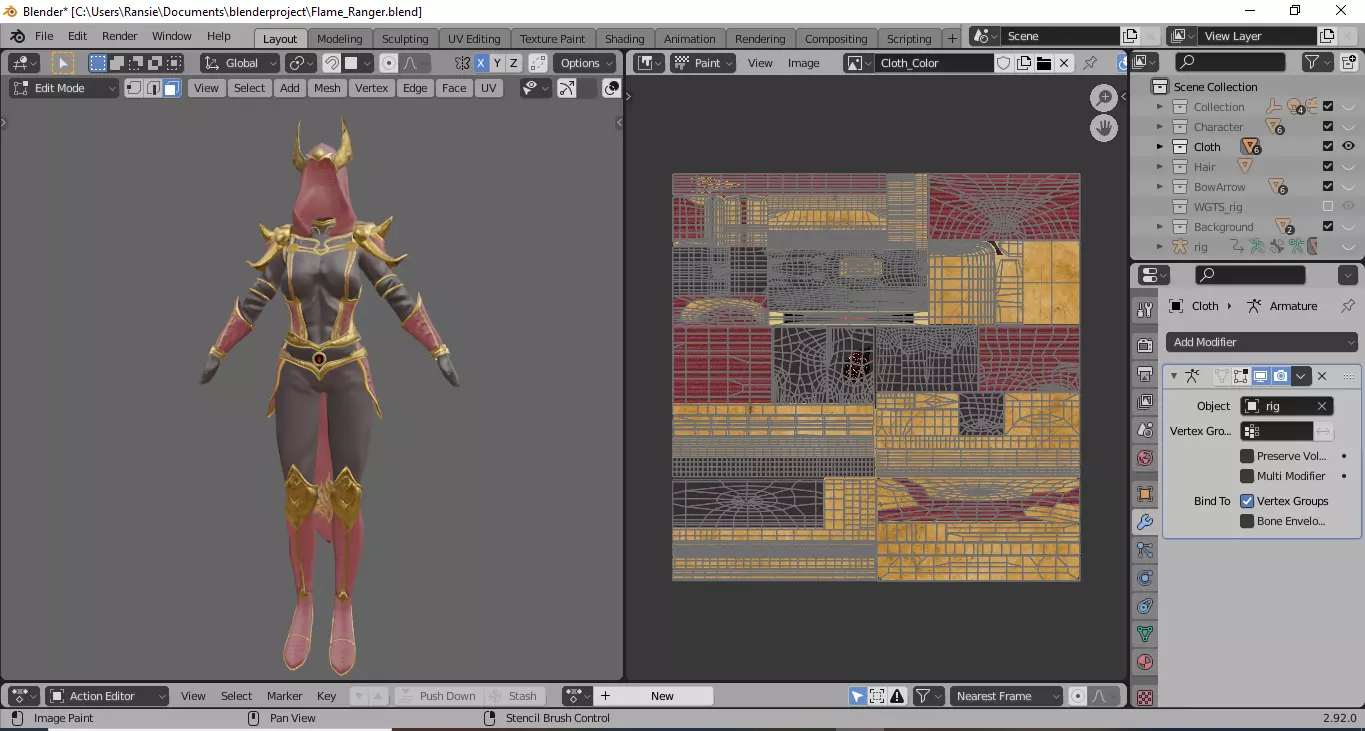 Flame Ranger Rigged Stylized Character Game Ready for Unity Low-poly 3D model_13