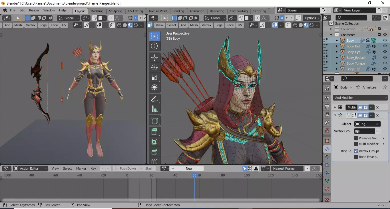 Flame Ranger Rigged Stylized Character Game Ready for Unity Low-poly 3D model_10