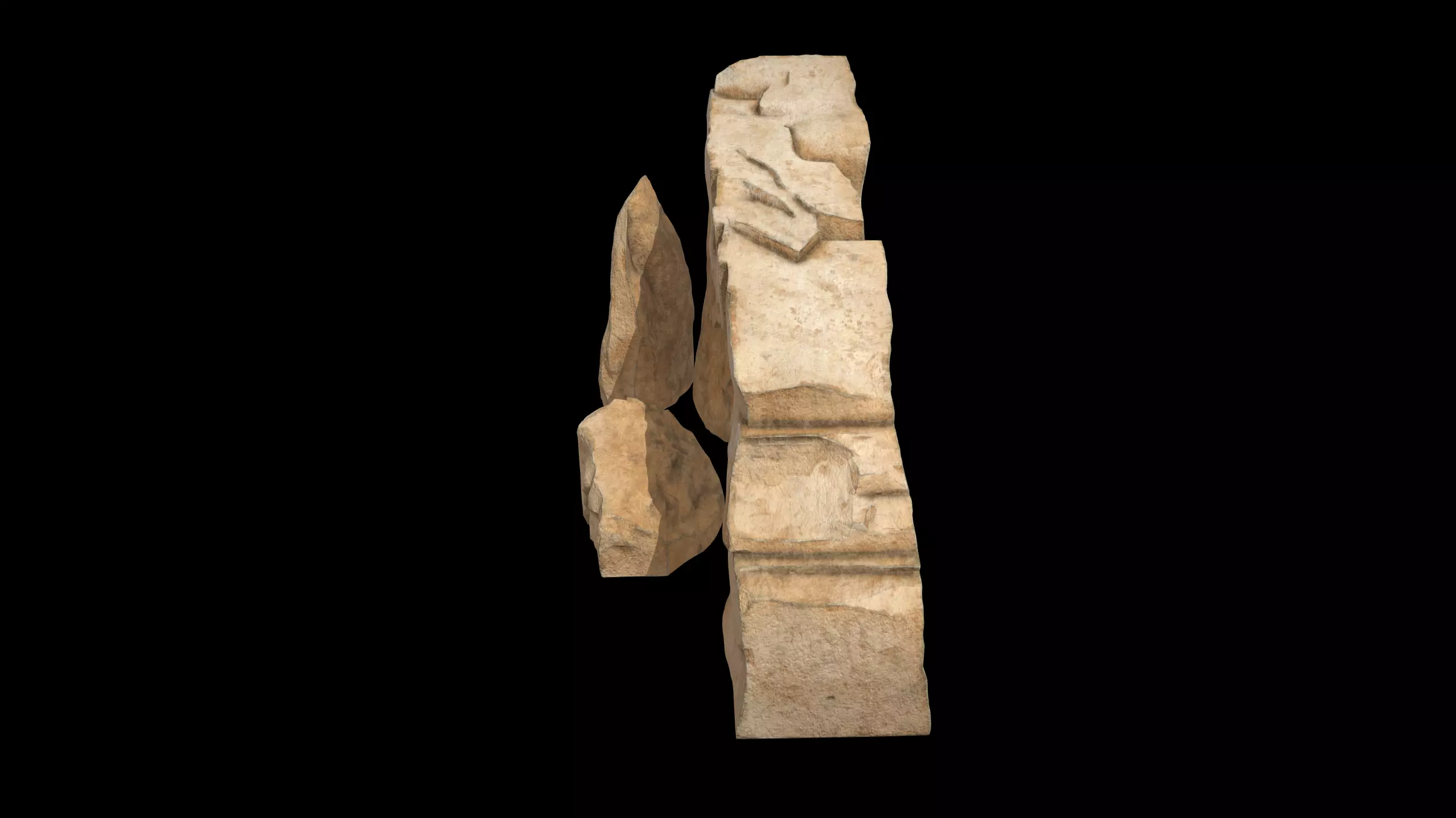 Modular Stylized Cliff Rock 3D model_4