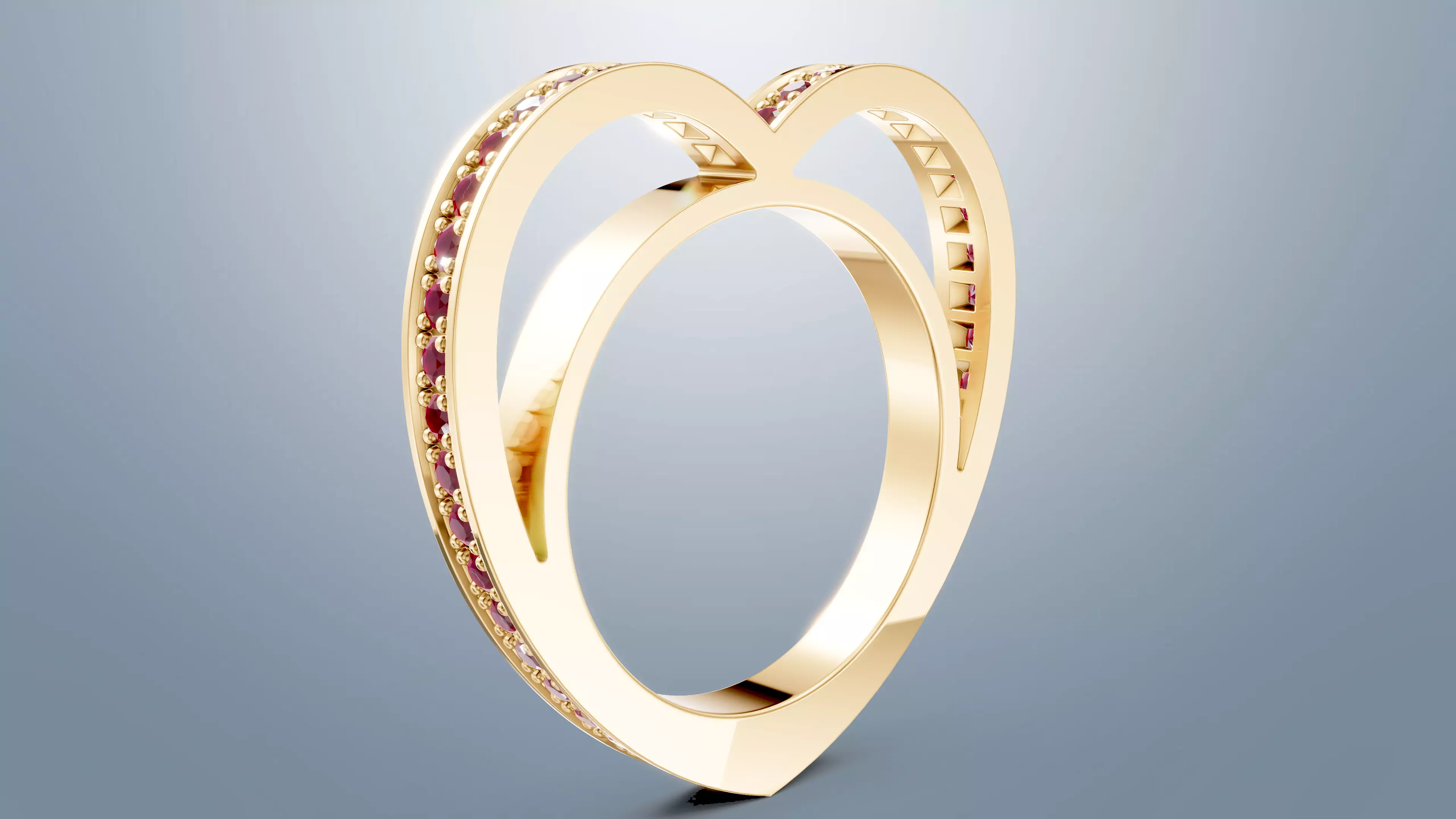 Unique Heart ring Unique 46 diamonds azured 3D print model