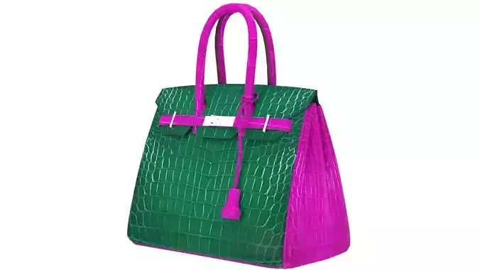 Hermes Birkin Blue Pink Croc 3D Model Low-poly 3D model