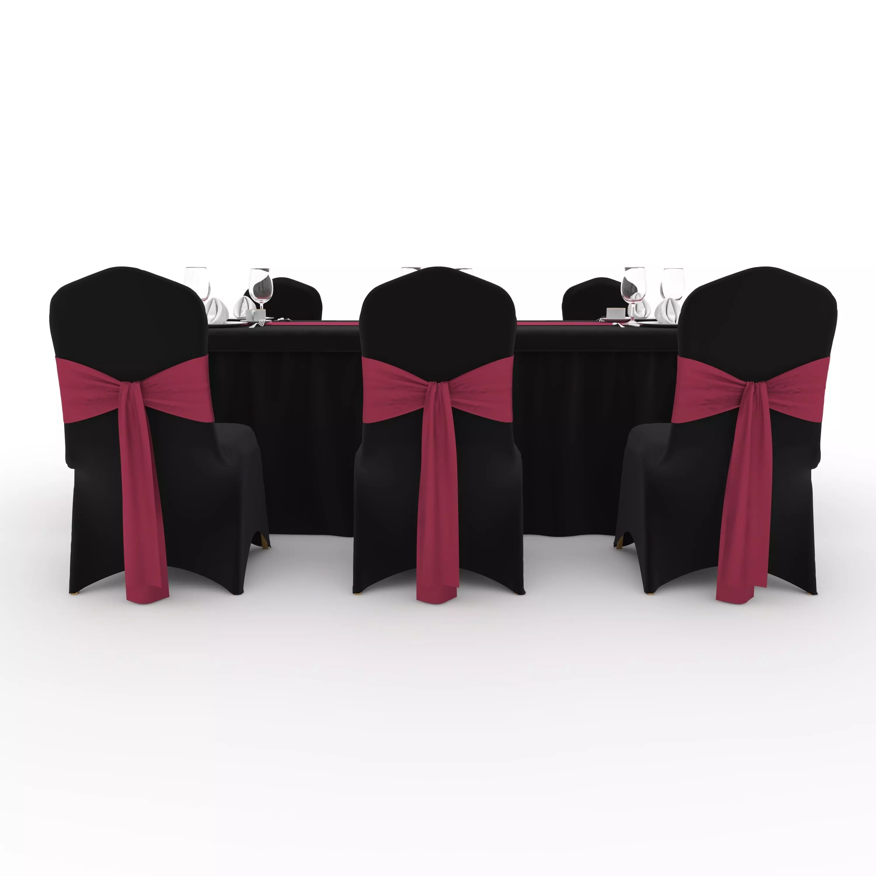 Banquet Table and Chair 125 3D model_5