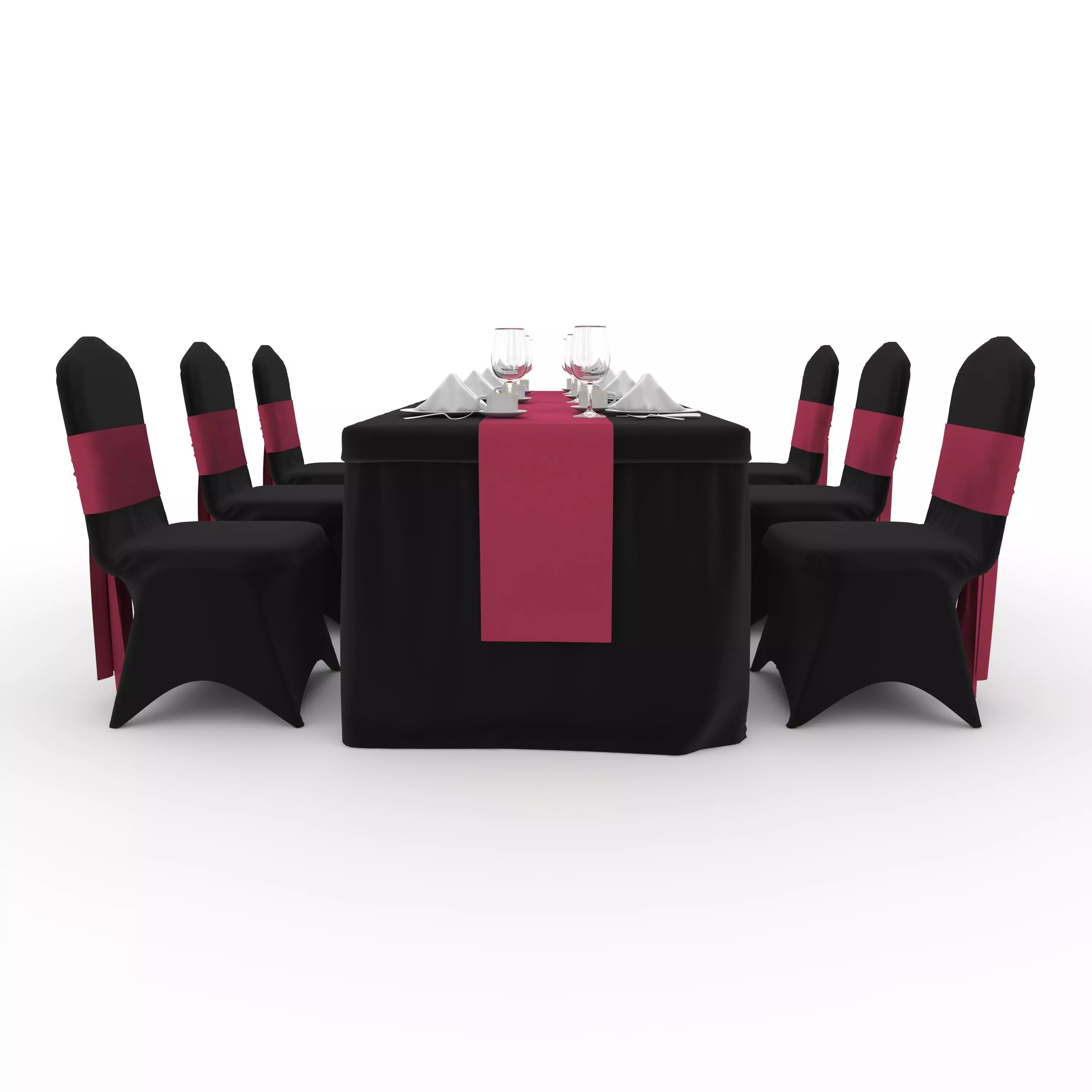Banquet Table and Chair 125 3D model_6