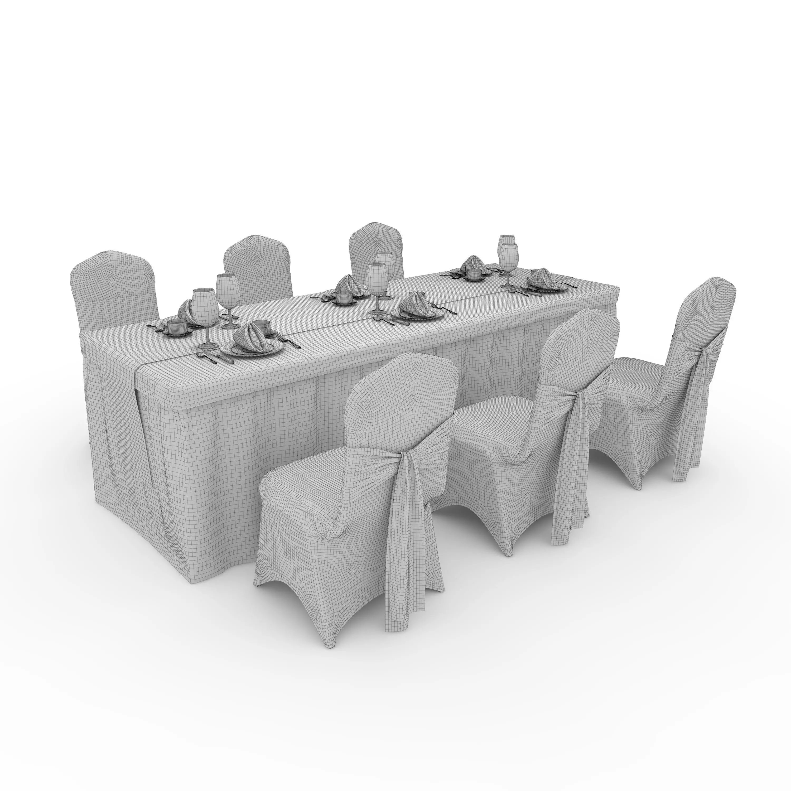 Banquet Table and Chair 125 3D model_1
