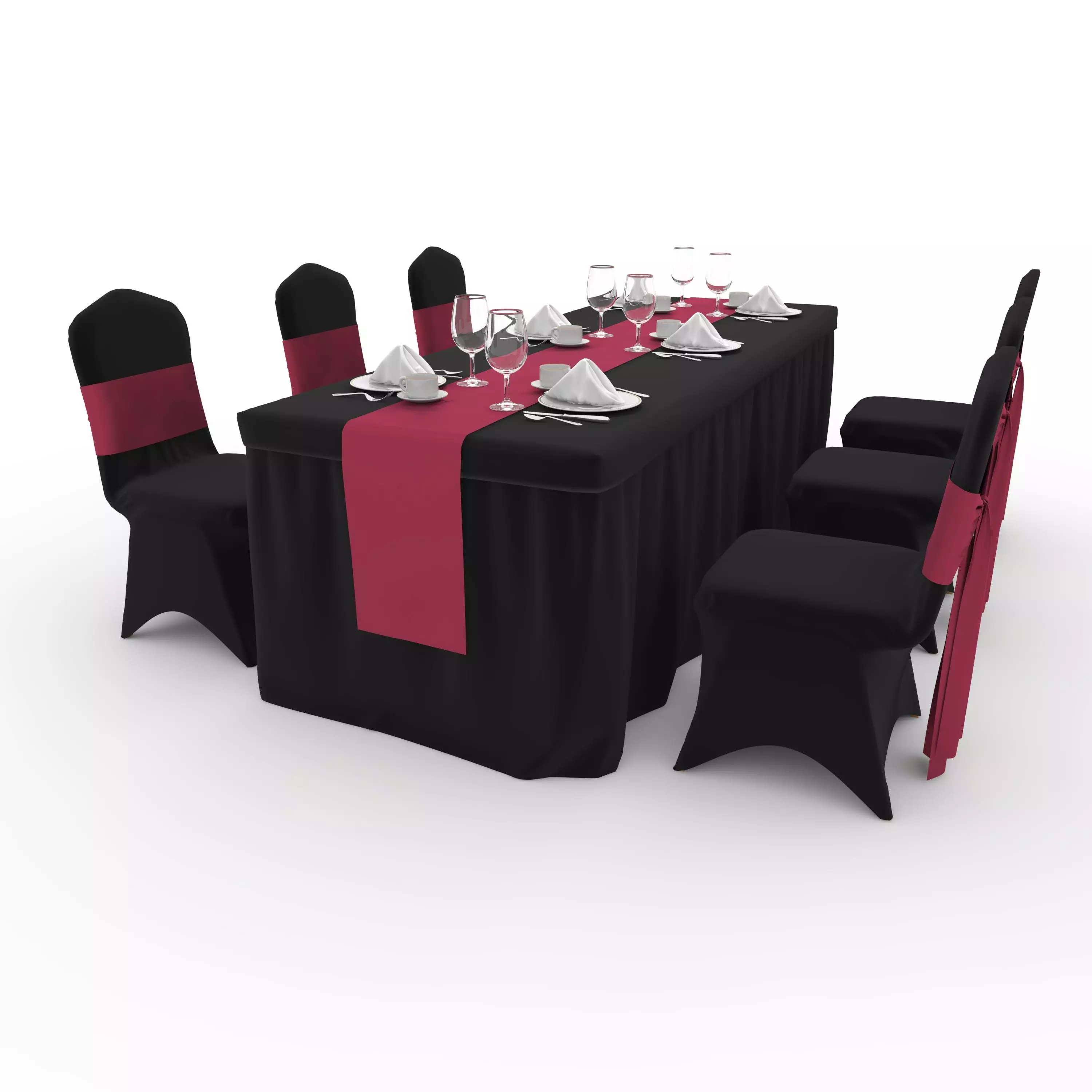 Banquet Table and Chair 125 3D model_8