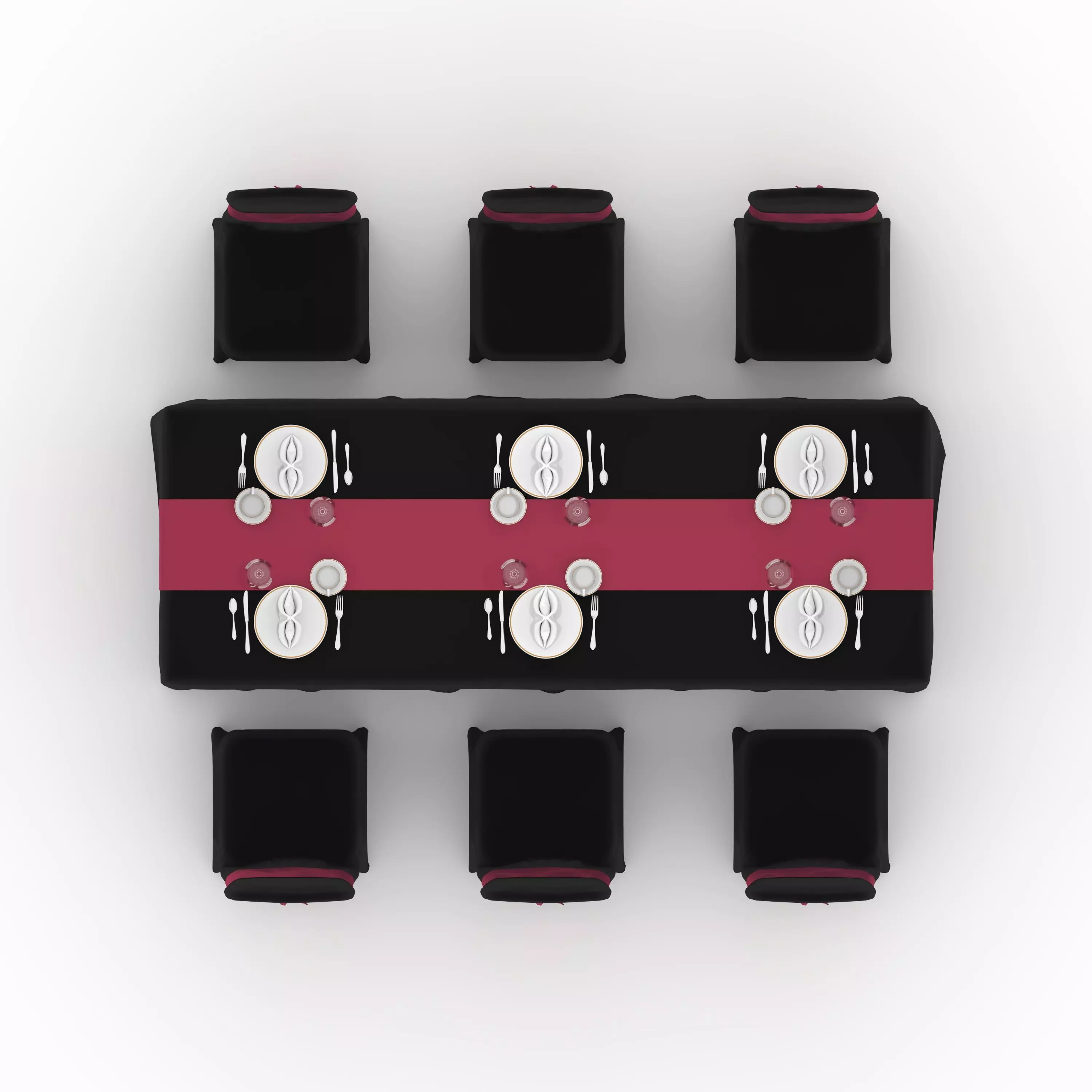 Banquet Table and Chair 125 3D model_10