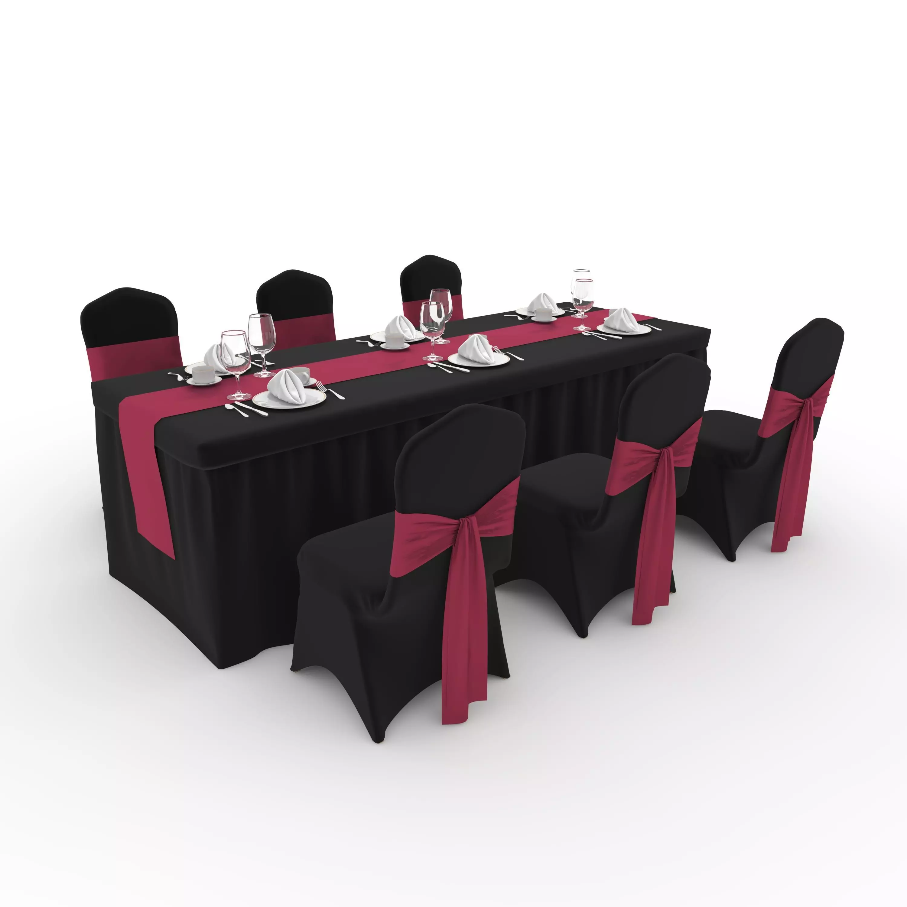 Banquet Table and Chair 125 3D model_0