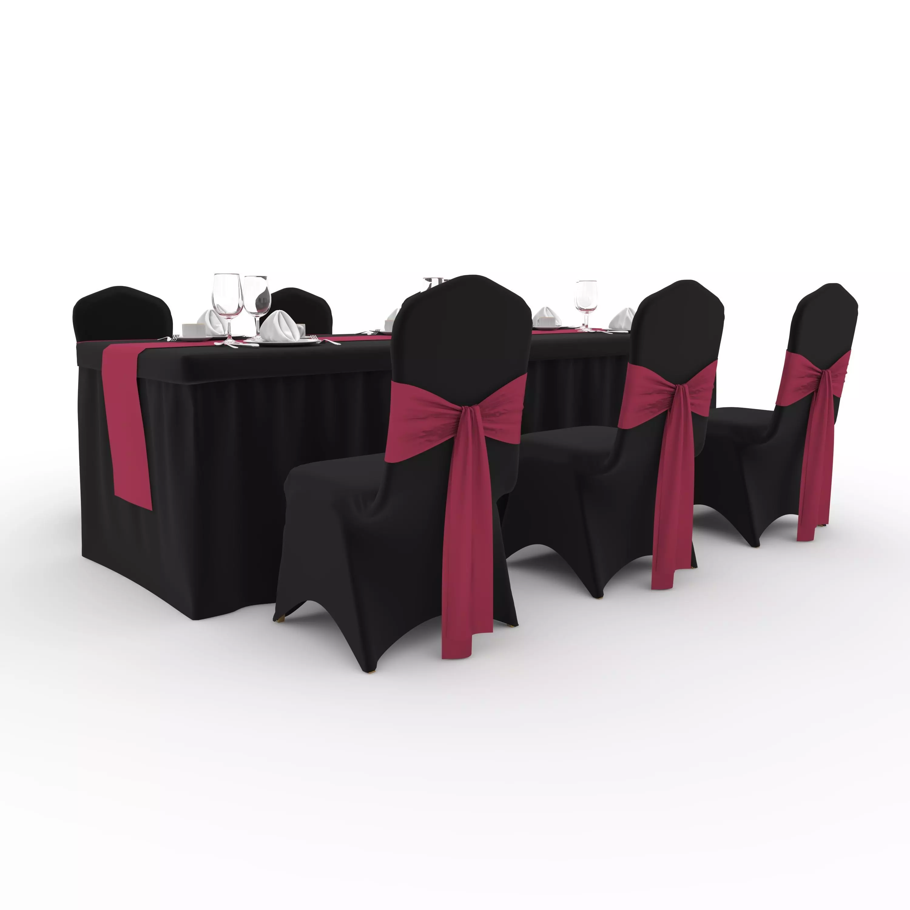 Banquet Table and Chair 125 3D model_4