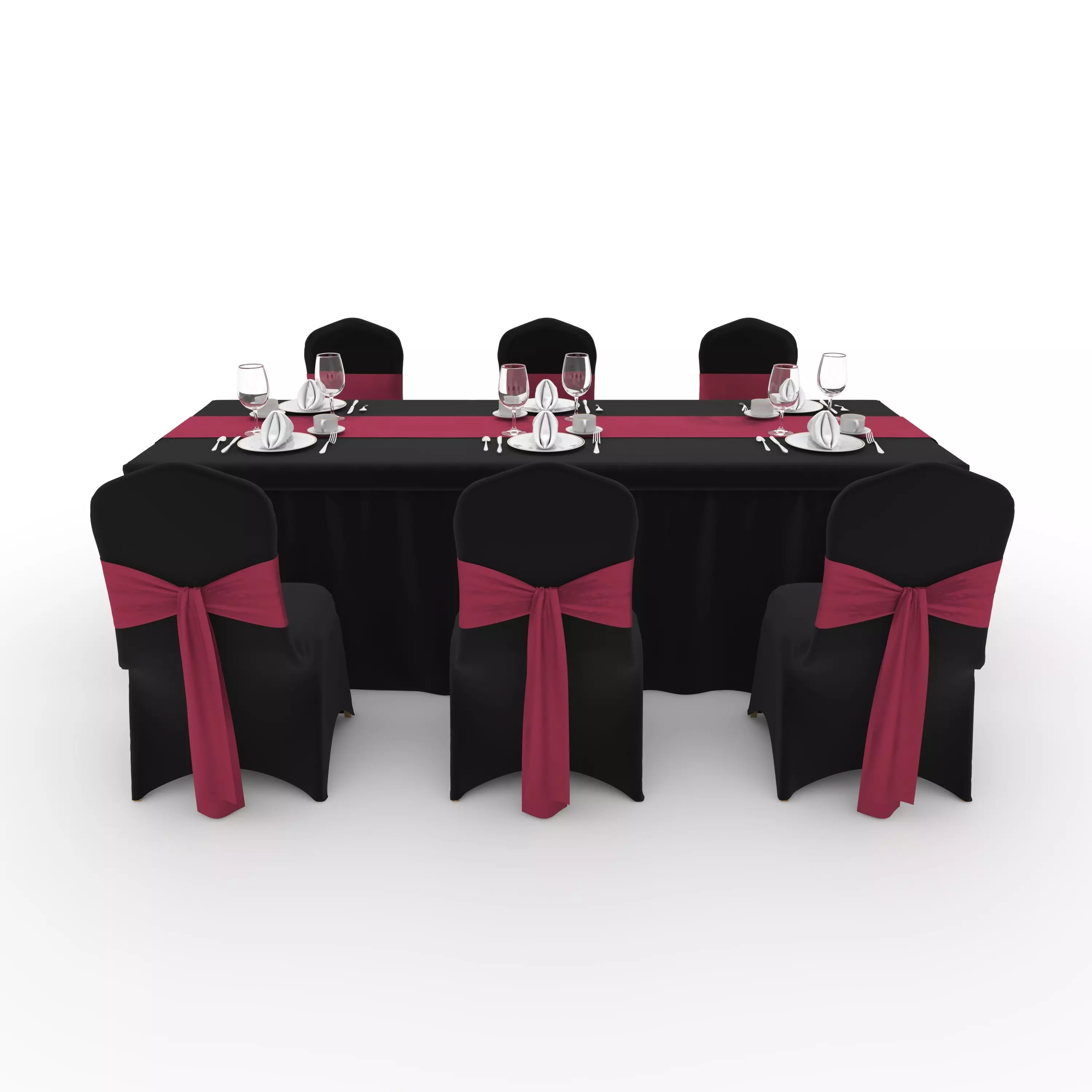 Banquet Table and Chair 125 3D model_2